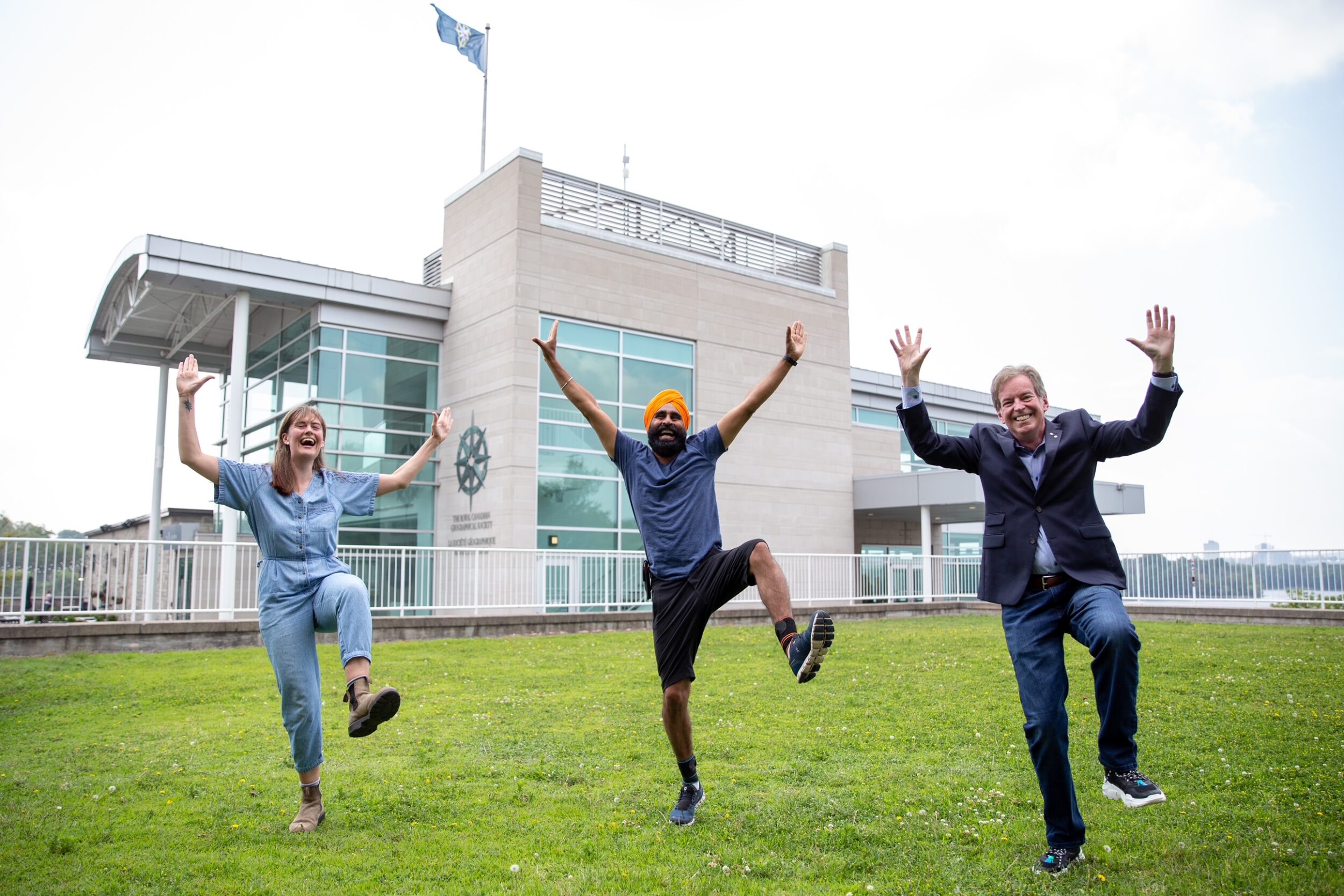 Pandher (centre) was kind enough to teach some Bhangra dance moves to John Geiger (right) and assistant editor Abi Hayward (left).